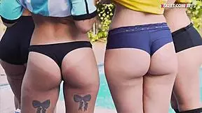 sexy bffs group with pervy coach before americas cup outdoor