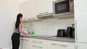 Housekeeper HELPS landlord RELAX with blowjob in bedroom