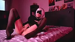 Hot 18 Yo Teen Cosplayer In Nier Automata 2B Outfit Gets Anal And Blowjob