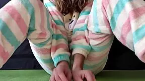 Petite woman's sleepwear self-pleasure journey