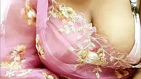 Latina teen 18+ wears saree in cultural setting