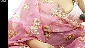 Latina teen 18+ wears saree in cultural setting