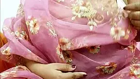 Latina teen 18+ wears saree in cultural setting