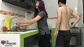 Skinny Latina Stepsister Gets Fucked In Kitchen