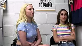 teens steal blowjobs on hidden cam, gagging on officer's monster cock.