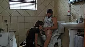 French maid surprises with intense blowjob and cum shot