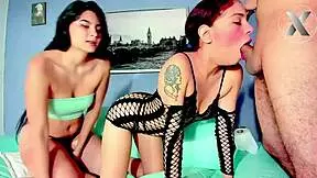 Wow, Latina SUCKS huge cock, leaving it DROOLING in sloppy 3some!