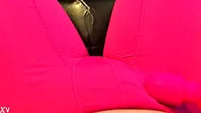 vibing monster cock with vibrator in compression shorts solo