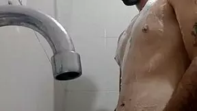 Rico enjoys a steamy bath with his monster cock 😏