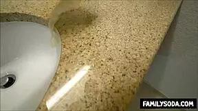 stepbrother discovers a used condom in his stepsister's bathroom, sparking taboo thoughts.