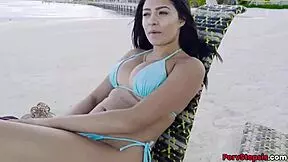 thick latina stepsister gets fucked on the beach