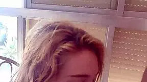 Drunk blonde teen gives homemade sucking action