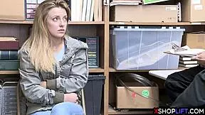 Blonde Petite 18+ Teen 18+ Thief Got Banged in the Back Office