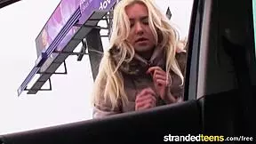 Victoria Puppy gets stranded and takes a hardcore cumshot from strangers