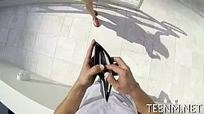 the teen babe courtney loxx is engulfing cock rough in blowjob