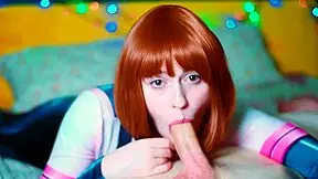 Ochako Uraraka Punished with Deepthroat in Garage!