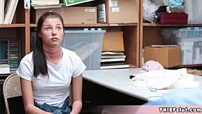 hey, this cute petite teen bent over and got her pussy rough fucked by the mall cop