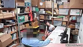 hey, this cute petite teen bent over and got her pussy rough fucked by the mall cop