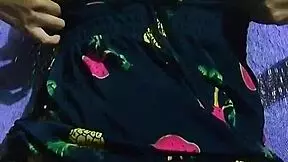 Latina teen enjoys oral and plays on hammock at home.