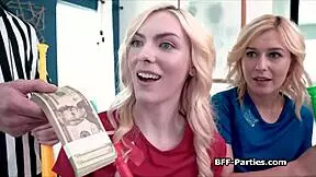 Three Girlfriends Paying Debt With Pussy