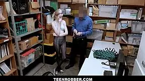 I caught this petite 18+ blonde shoplifter, and she let the guard fuck her to avoid police.
