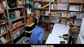 I caught this petite 18+ blonde shoplifter, and she let the guard fuck her to avoid police.