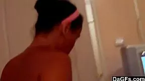 Young couple fucks in hotel during holidays. They lick and bathe together.