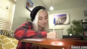 Hot blonde aria banks teen takes big dick pounding