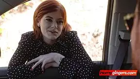 Petite redhead Eva's date turns wild! She gets her pussy demolished in garage!