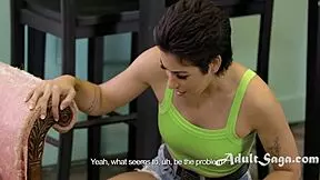 Petite Brunette in Shorts Gets Muff Diving Help