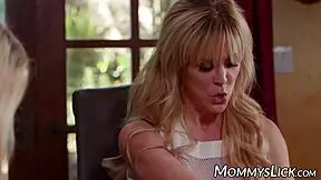 oh man, the husband has no clue these two are licking pussy during dinner