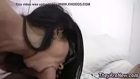 I drilled the amateur brunette hottie with glasses and big tits in pov deepthroat