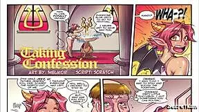 Innocent naive teen 18+ on her knees worships cock in church priest blowjob outfit.