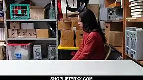 Cute teen caught stealing blows mall cop