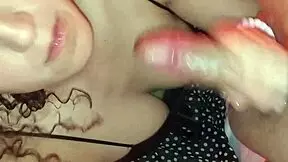 college student practices oral skills with big tits amateur sucking