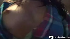 Cute Babe Teases Shaved Pussy