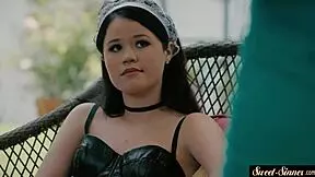 that classy teen gets fucked and jizzed all over her tits in this taboo fantasy.