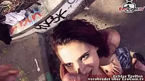 Tattooed German virgin gets off