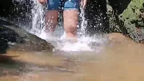 Janaki's Risky Public Shower In Natural Waterfall – Dare To Watch?