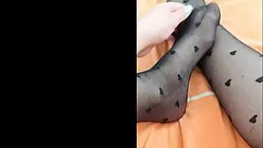 foot massage in tight leggings turns wild outdoors.