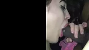 Young brunette girl's oral skills