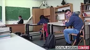 Oh damn! Kristof Cale and Taissia Shanti hook up wild in classroom!