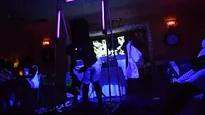 Male stripper glowing in the dark for eager milfs