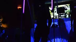 Male stripper glowing in the dark for eager milfs