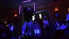 Male stripper glowing in the dark for eager milfs