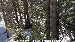 Ava Moore caught dildoing ass by skiers outdoors. Shocking public anal on train vlog x.