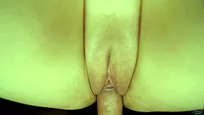 Pov close up of wet shaved pussy with creampie