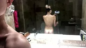 Wet blonde young 18+ riding cowgirl in shower pussy play at hotel 😘