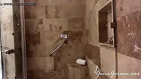 Wet blonde young 18+ riding cowgirl in shower pussy play at hotel 😘