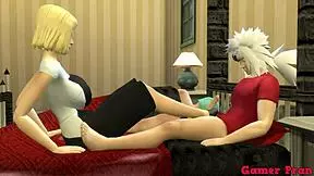 Bulma and Numero 17 seduce Jiraiya